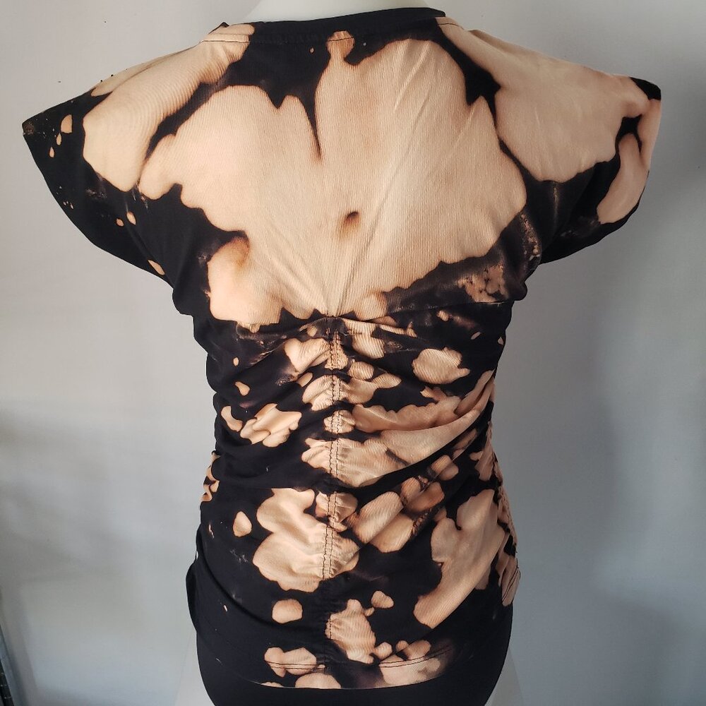 Hand painted black tie dye MNG top custom DIY ooak - Picture 3 of 16